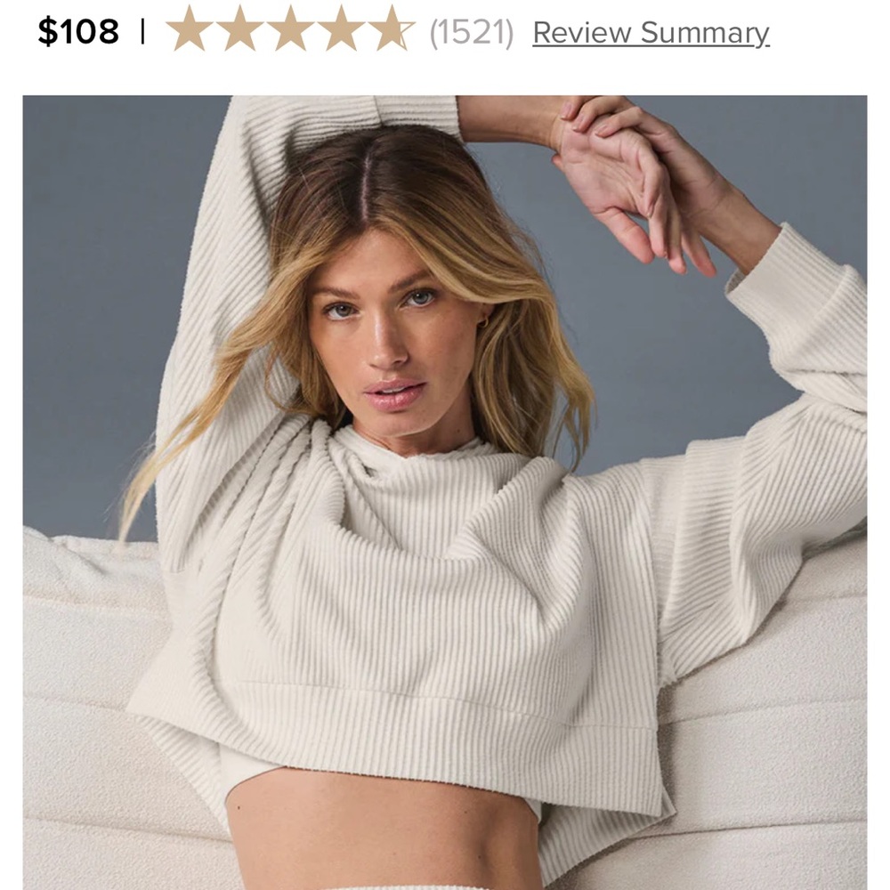 ALO MUSE Cropped Ivory Women's Sweatshirt